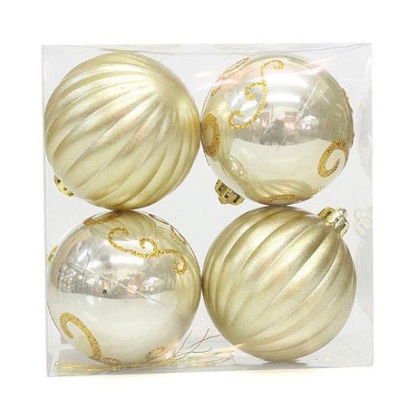 Jogo de Bolas de Natal, Dourado, 8 Bolas de 7cm, Cromus