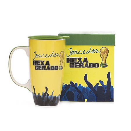 Canecao Mega de Ceramica 550ml Torcedor Hexagerado