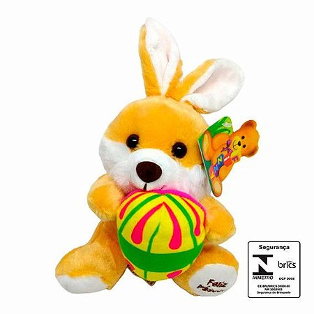 Coelho de Pelucia com Ovo de Pascoa 20cm - Cores Sortidas