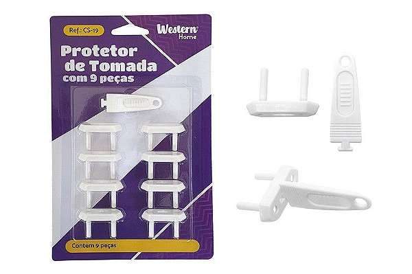 Protetor de Tomada Branco - 9 peças