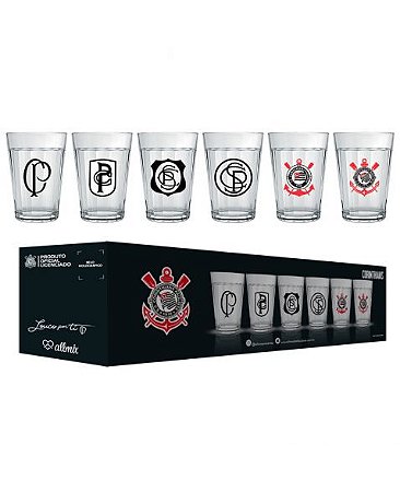 COPO AMERICANO 190 ML CORINTHIANS - JOGO DE 6 UNIDADES (7898919013845) -  Amora - Variedades Criativas