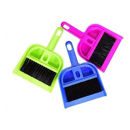 Kit Mini Escova e Pá de Limpeza 12 x 19cm - Cores Sortidas