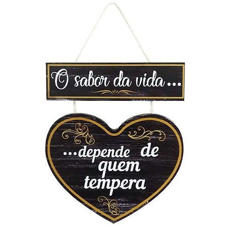 Jogo de Placas MDF c/ Corda - O Sabor da Vida - 2pçs