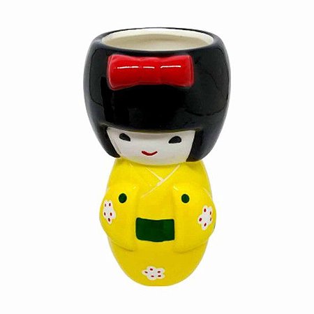 Vaso de Cerâmica 13cm Boneca Japonesa - Cores Sortidas
