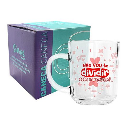 CANECA DE VIDRO LISA 245ML - AMOR DEMAIS DA CONTA - DIVIDIR