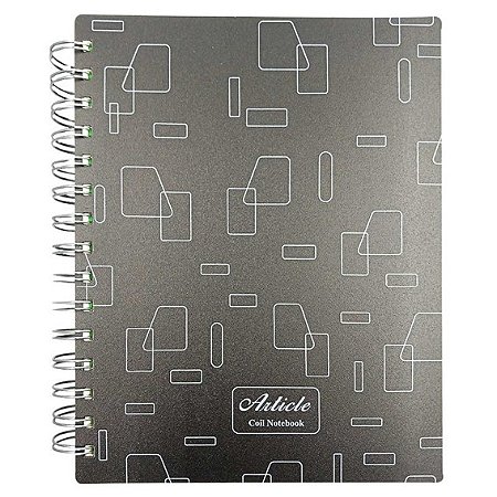 Caderno com Divisórias 102 folhas 14,3 x 20,5cm - Preto Geométrico