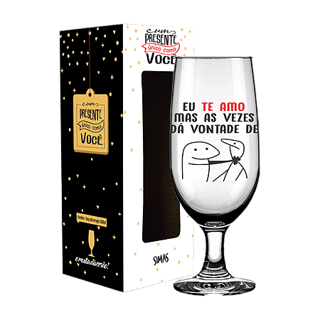 TACA DE CERVEJA 300ML - FLORK - EU TE AMO MAS