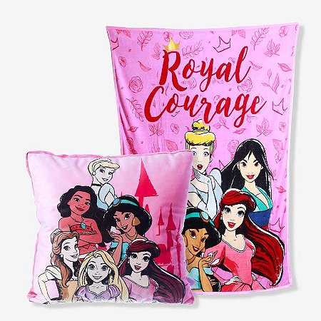 Kit Almofada 38x38cm + Manta 120x160cm - Princesas Disney