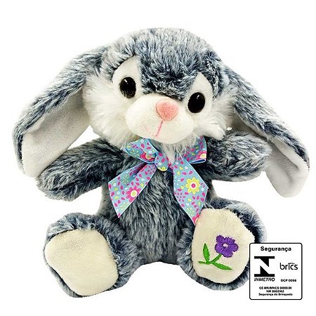 Coelho de Pelucia Cinza 19cm