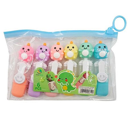 Jogo de Mini Marca Texto 6 Cores - Dinossauro