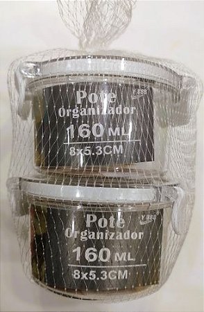 Kit Pote Organizador Redondo Hermetico 160ml - 2 unidades