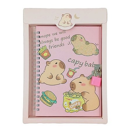 Diário Espiral Capa Dura com Cadeado 17,4cm x 11,2cm 45 folhas - Capivara