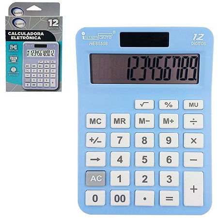 CALCULADORA ELETRÔNICA 12 DIGITOS - CORES SORTIDAS