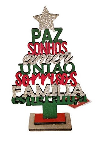Arvore Decorativa de Mesa Natal MDF 18cm
