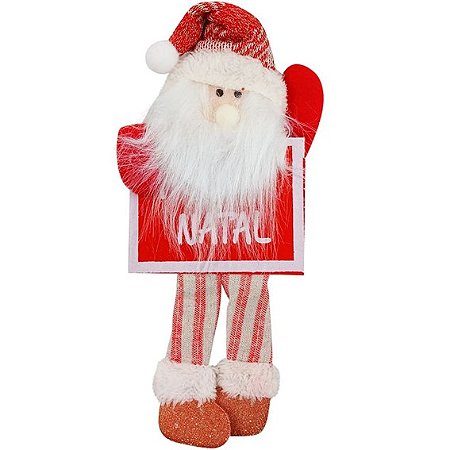 Enfeite para Pendurar Quadro Feliz Natal com Noel 11cm x 25cm