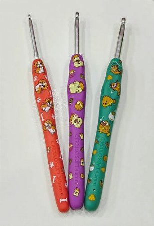 Kit 3 Agulhas Cabo Soft Emborrachado Estampa Bichos - Tamanhos Diversos