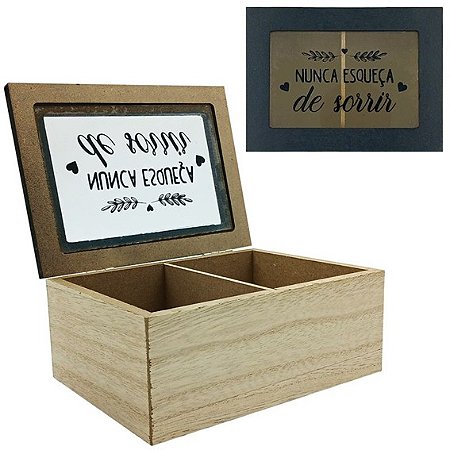 Porta Chá de MDF com 2 divisórias 11cm x 15cm