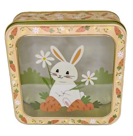 Lata de Metal Páscoa 15,5cm x 15,5cm x 5,8cm