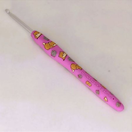 Agulha de Crochê Soft Emborrachada Estampa Bichos - 3,5mm