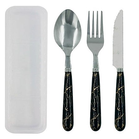 Kit Talheres de Inox 3 peças com Estojo