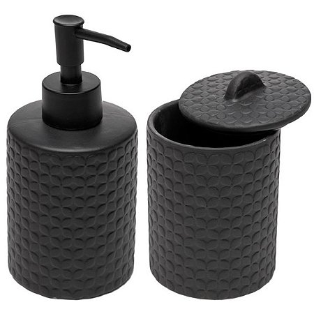 KIT BANHEIRO DE CERÂMICA 2 PEÇAS - PRETO