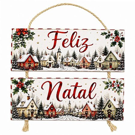 Jogo de Placas MDF com Corda - Vila de Natal