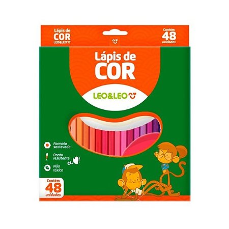 Lápis de cor 48 Cores Sextavado de Resina - Leo&Leo