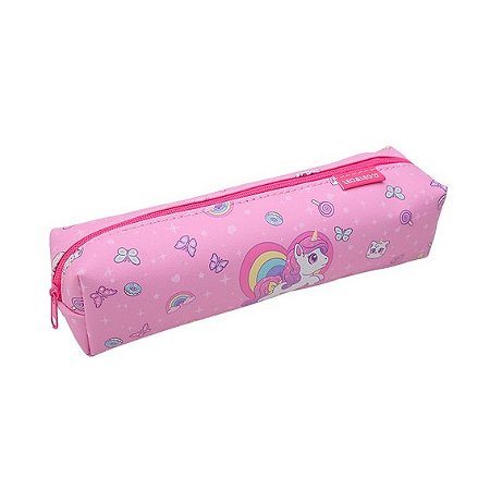 Estojo Tubo de Couro Sintético Unicornio 20cm