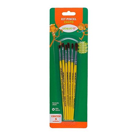 Kit Pincel Escolar Chato Curto com 6 Tamanhos