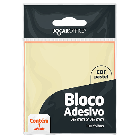 Bloco Adesivo Amarelo Pastel 76mm x 76mm 100 folhas - JOCAR OFFICE