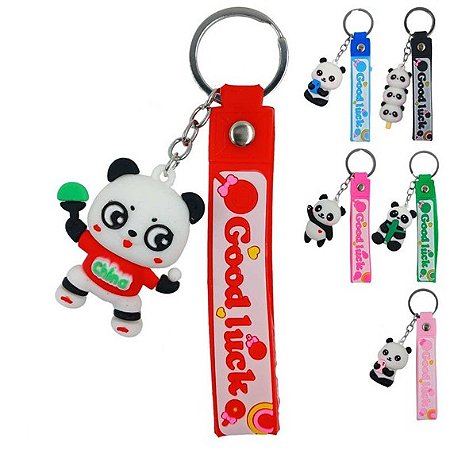 Chaveiro de Metal c/ Enfeite de Plástico - Pandas