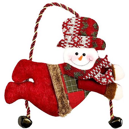 Enfeite Natalino de Porta Boneco c/ Guizos 22cm x 28cm