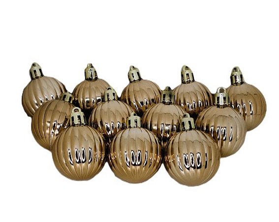 Jogo de Bolas Decorativas de Natal 4cm 12 peças - Champagne