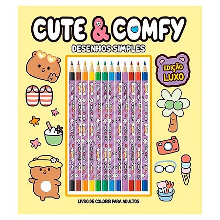 Livro de Colorir Cute & Comfy com Lápis de Cor