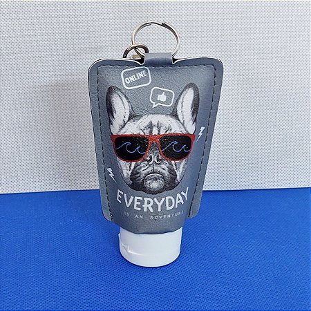 Porta Alcool Gel em PU 40ml - Bulldog