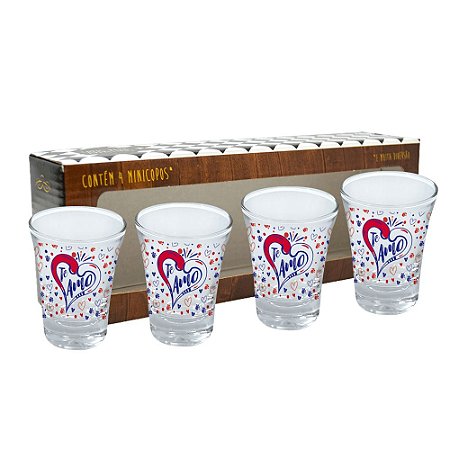 Kit de 4 Copos Shot - Te Amo