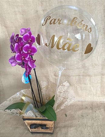 Arranjo de Orquídea com Balão Personalizado