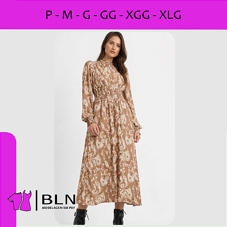 Vestido Alongado Manga Raglan