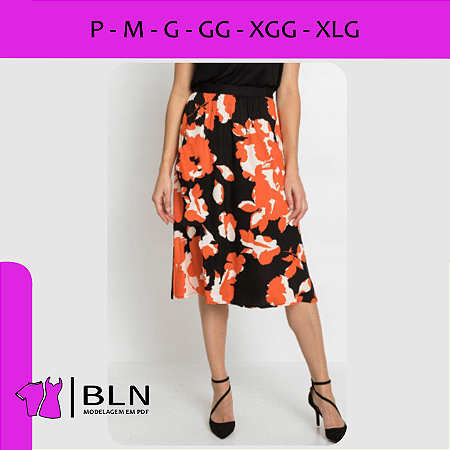 Saia Midi Elástico Cintura