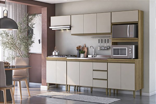 Cozinha Modulada 5 Peças 2 Aéreos 2 Balcões e 1 Torre Quente , Margarida DISPONIVEL EM MEL ARENAS OU BRANCO .