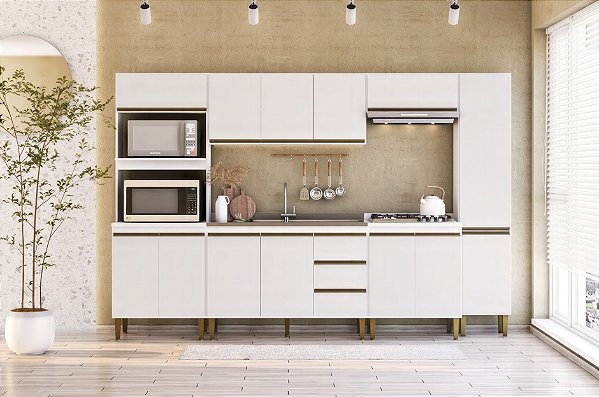 Cozinha Modulada 6 Peças 2 Aéreos 2 Balcões e 1 Torre Quente e Paneleiro , Margarida DISPONIVEL EM MEL ARENAS OU BRANCO .