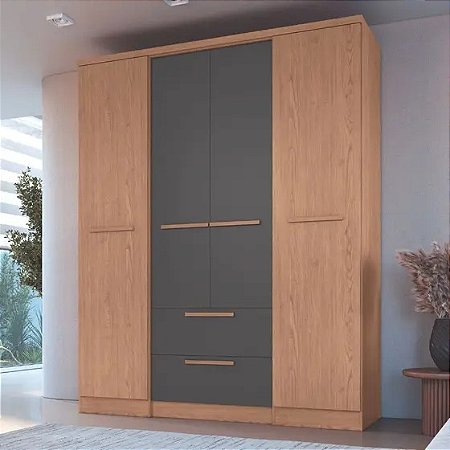 Guarda Roupas Solteiro 4 Portas 2 Gavetas Aspen Móveis Castro .
