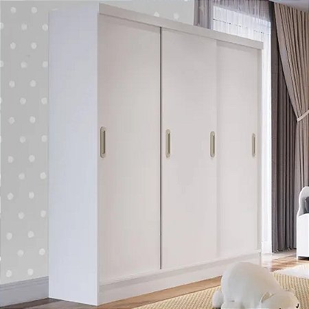 Roupeiro três  portas de correr duas gavetas Branco Percasa. 1,84 m x 1,73 m x 45 cm