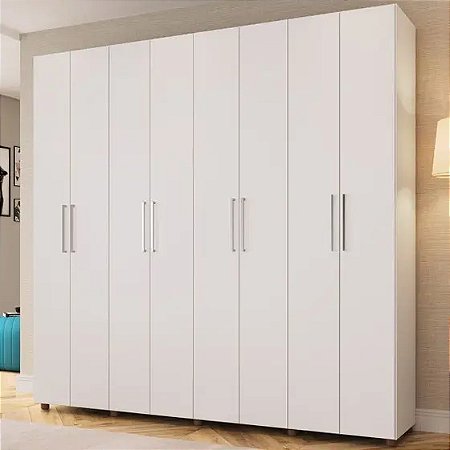 Guarda-Roupa Casal 8 Portas 4 Gavetas BRANCO 2022 - Percasa 2,03m x 2,08 m x 47cm