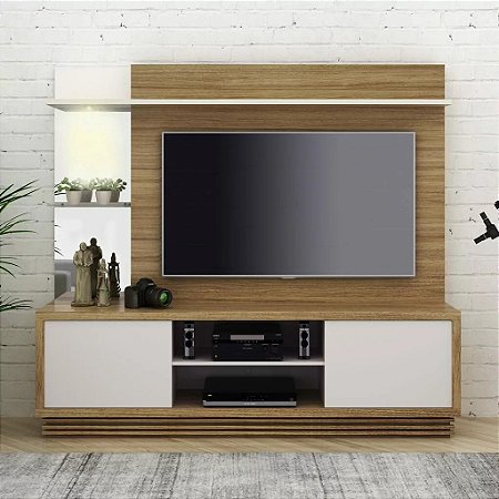 Estante Home com Led (p/ TV até 65")  Com 2 portas de correr e uma prateleira superior e com nichos, 2,00m / HO1002 Tecnomóbili