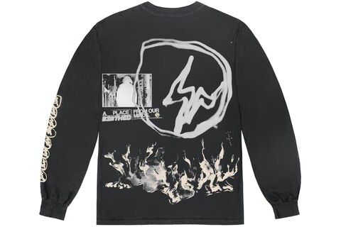 Travis Scott x Fragment Camiseta Manga Longa Logo Preta