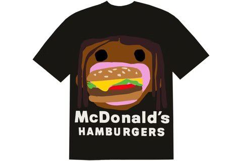 Travis Scott x CPFM Camiseta 4 CJ Burger Mouth Preta