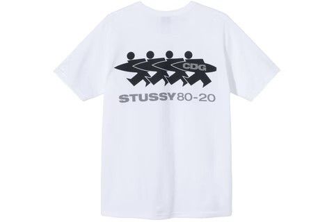 Stussy x CDG Camiseta Surfman Branca