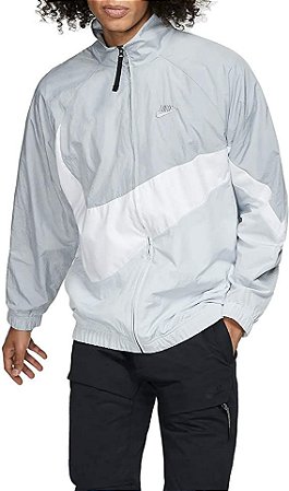 Nike Jaqueta Corta Vento Large Swoosh Cinza/Branca