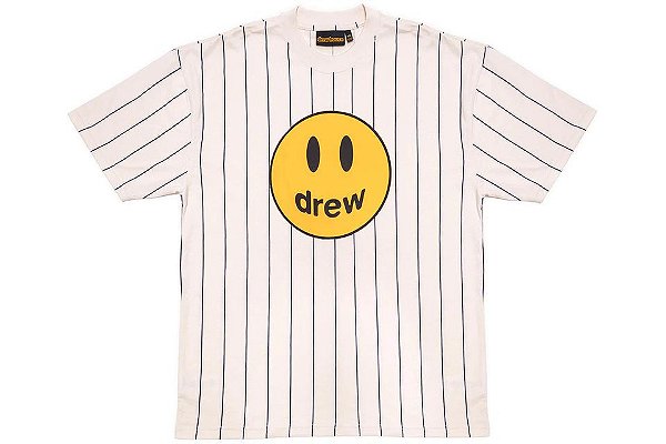 Drew House Camiseta Mascot ss Navy Pinstripe Branca